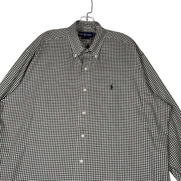 Ralph Lauren Mens Blake Button Down Shirt Size L Green Brown Check Long Sleeve - Picture 2 of 8